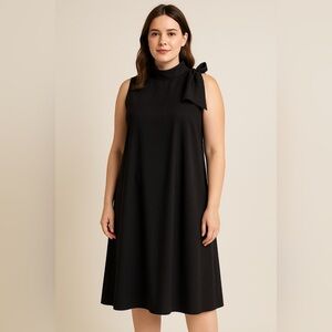 Cato Black Bow On One Shoulder High Neck Dress 18/20W